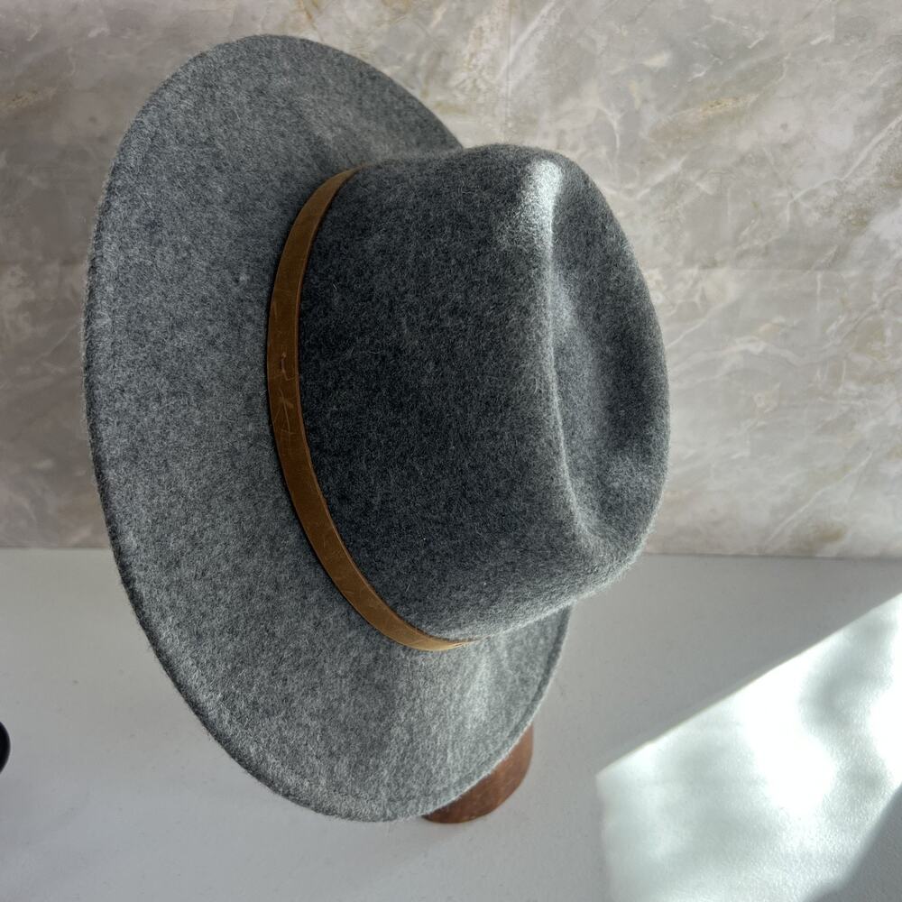Frye Fedora Hat Women's S/M Gray Felted 100% Wool With Leather Band - Picture 6 of 14